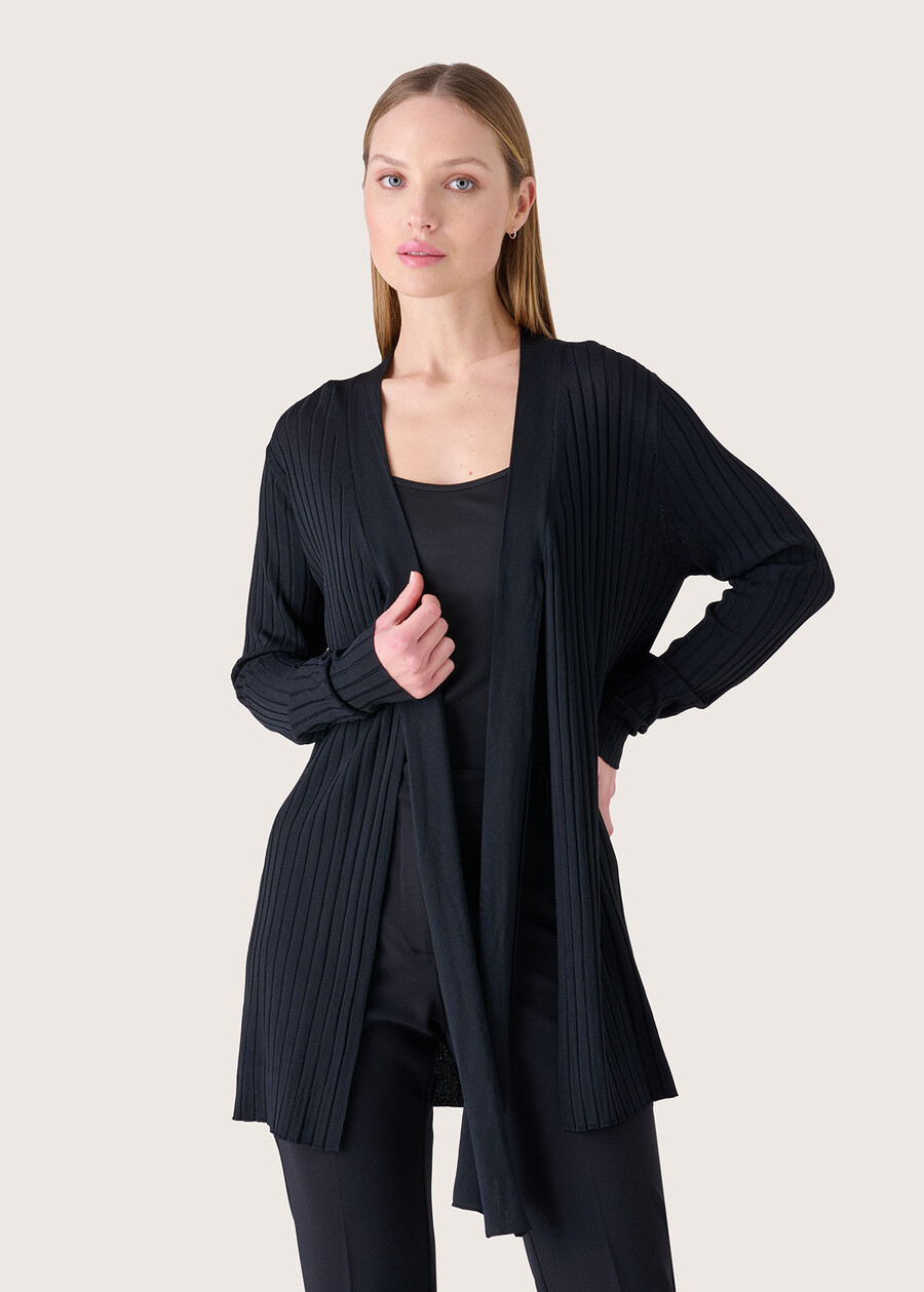 Mery tie-neck cardigan NEROVERDE SALAD Woman , image number 1