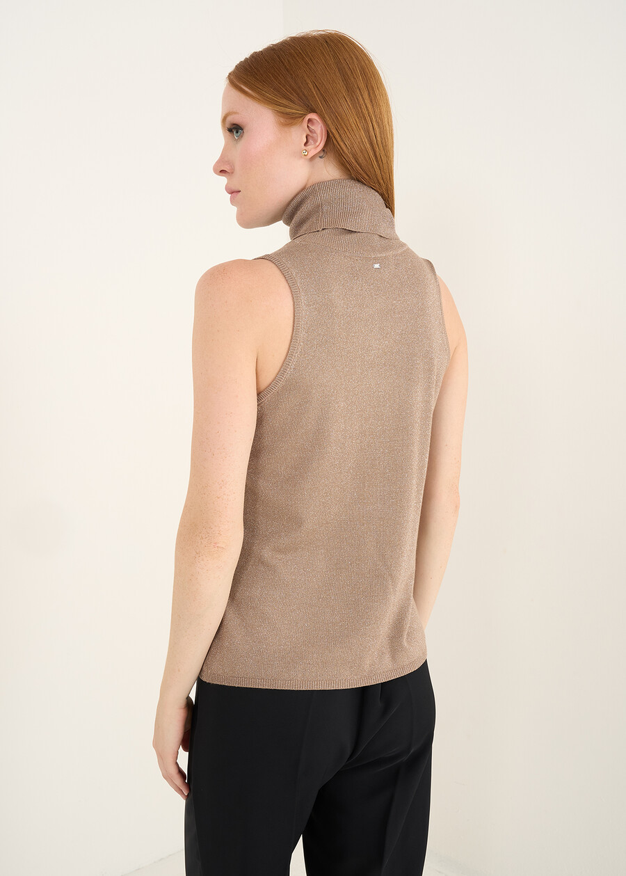 Top Tom sbracciato in maglia lurex NERO BLACKGOLD Donna , immagine n. 3
