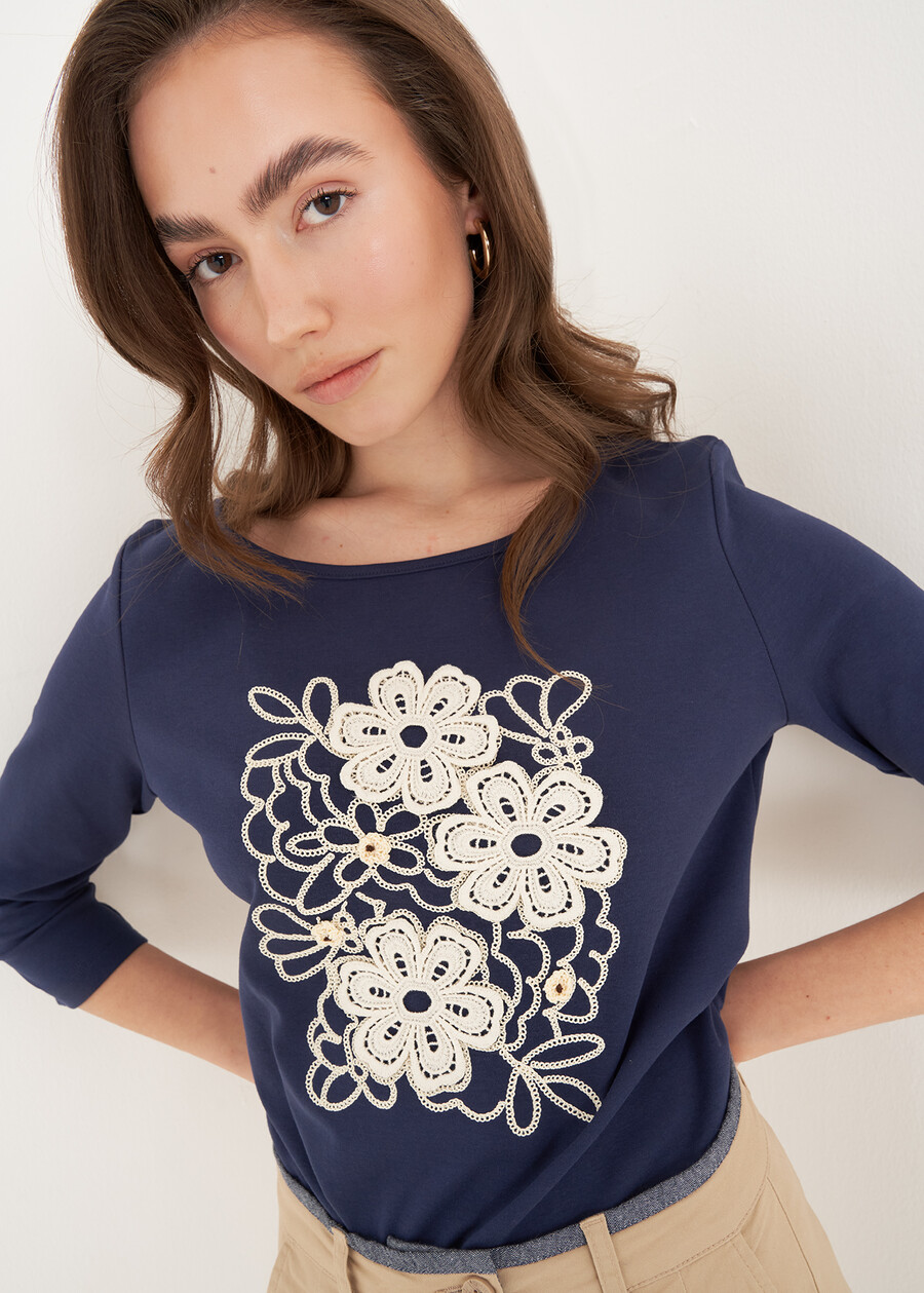 T-shirt Stezy con ricamo BLU Donna , immagine n. 2