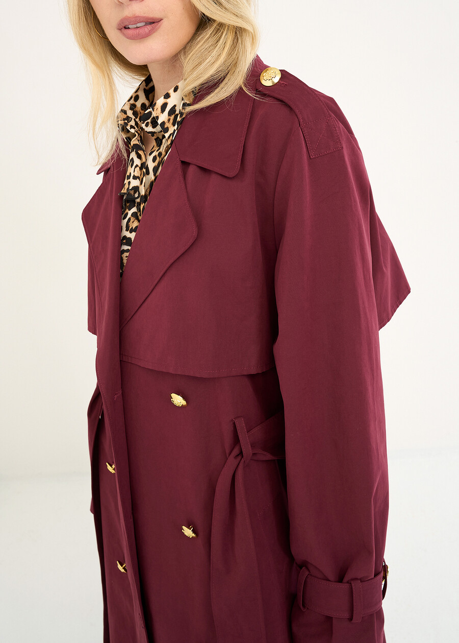 Trench Thomas oversize doppiopetto ROSSO BORDEAUX Donna , immagine n. 3