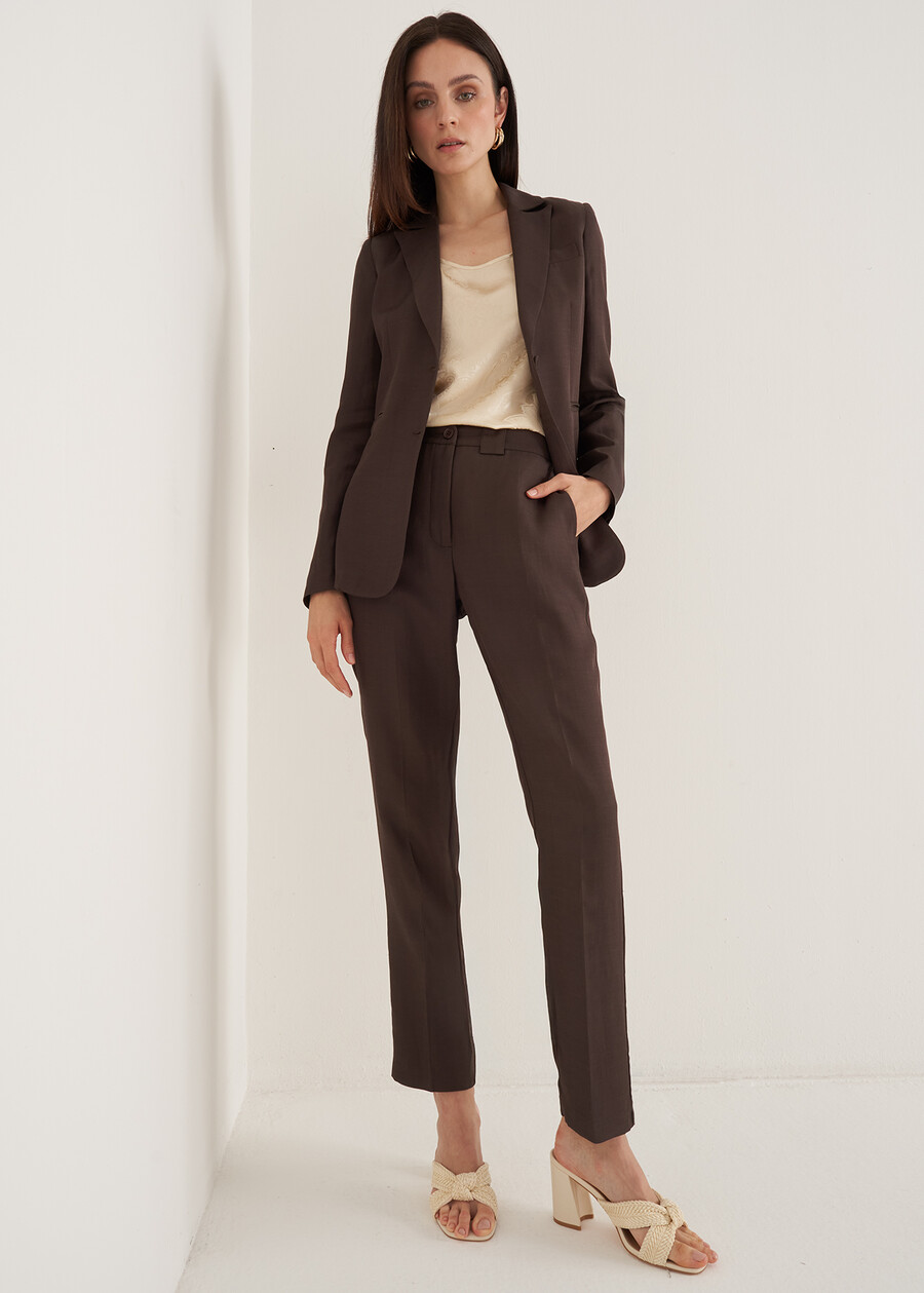 Giulia Linen And Viscose Blazer MARRONE JAVAARANCIO CAROTENE Woman , image number 5