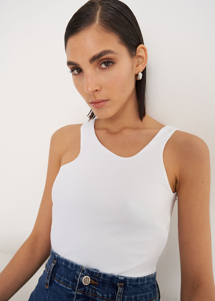Top Tildy in jersey BIANCO WHITENERO BLACK Donna , immagine n. 2