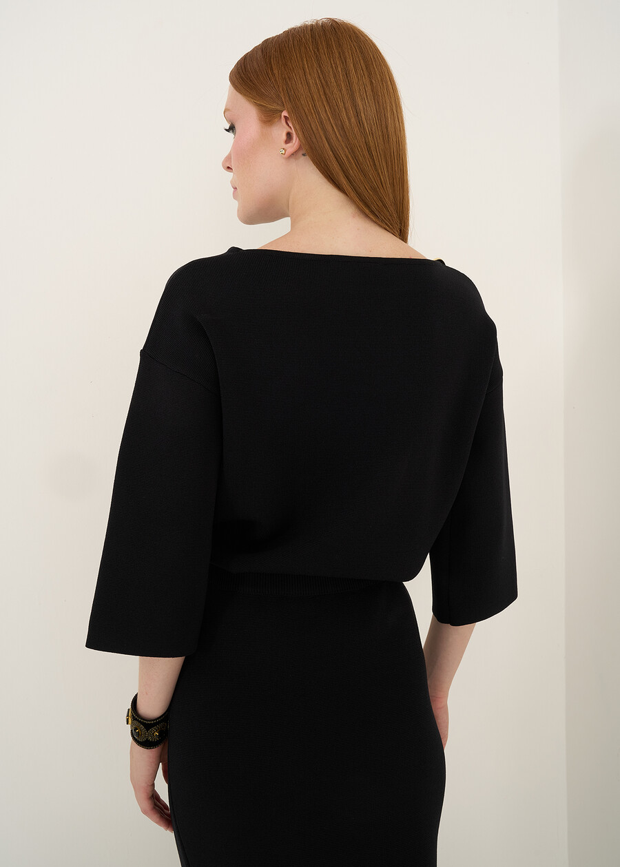 Mony knit top with gold details NERO Woman , image number 3