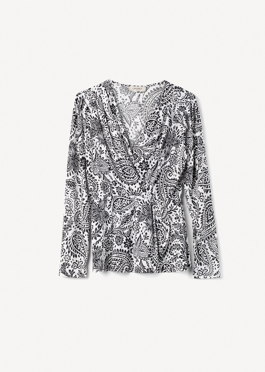 T-shirt Sary incrociata stampata BIANCO WHITE Donna , immagine n. 5