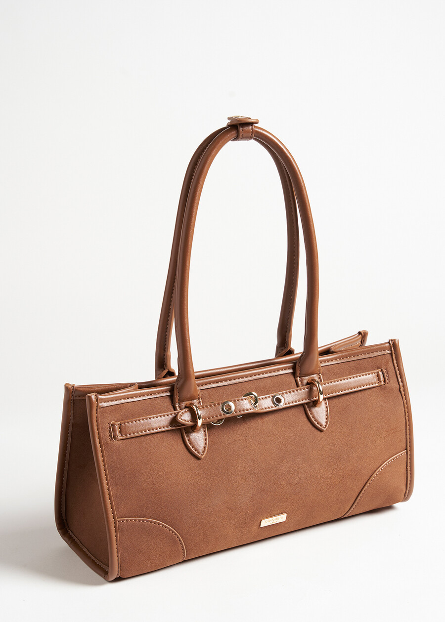 Berny faux suede duffle bag NERO BLACKMARRONE Woman , image number 2