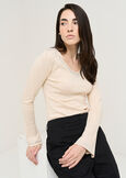Mum V-neck knit with strass BEIGE Woman image number 2