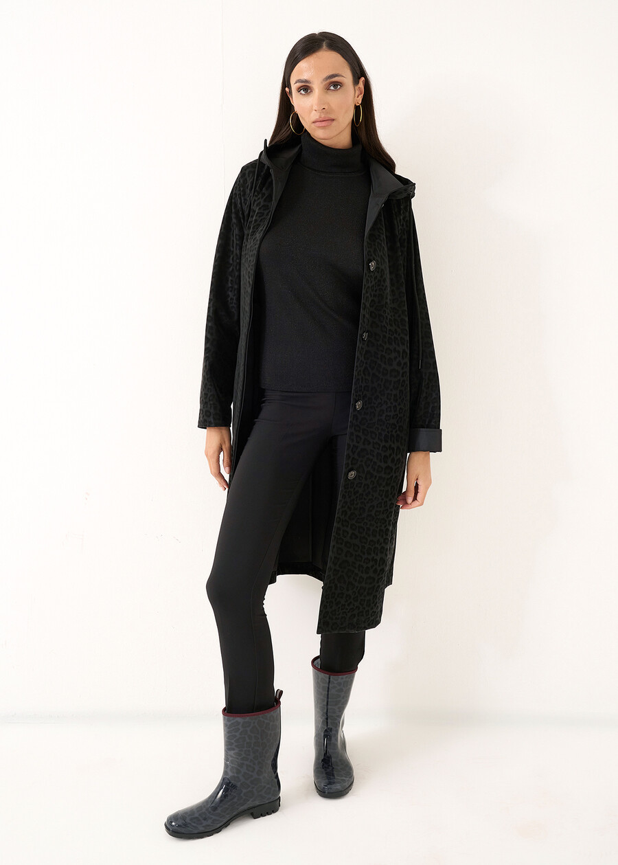 Thom-A long animal print trench NERO Woman , image number 4