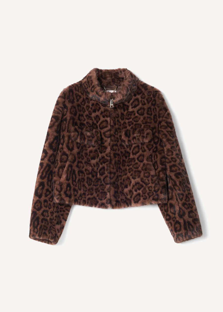Gennifer short faux fur jacket NERO BLACK Woman , image number 5