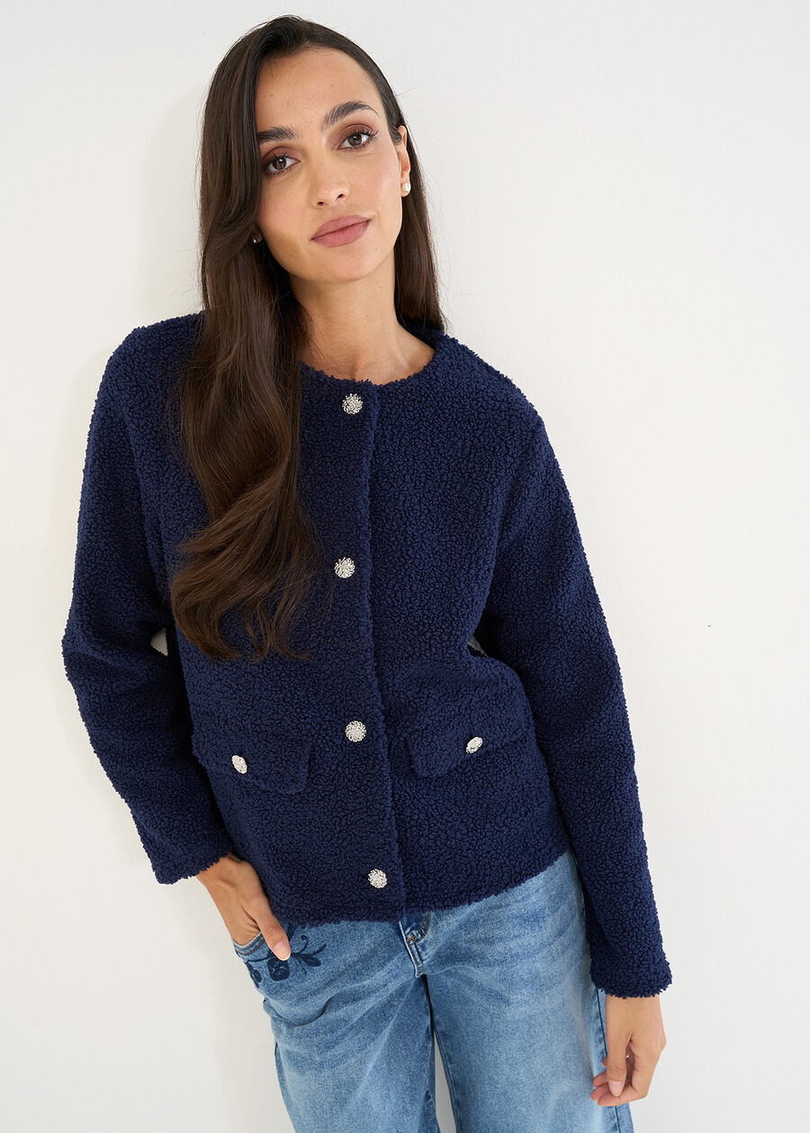 Clay round-neck cardigan BLU Woman , image number 1