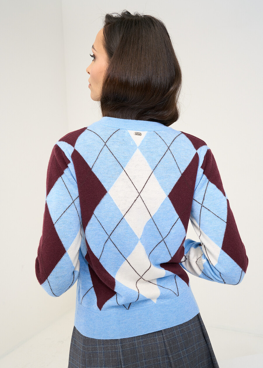Cardigan Clod in lana argyle AZZURRO BREZZA Donna , immagine n. 3