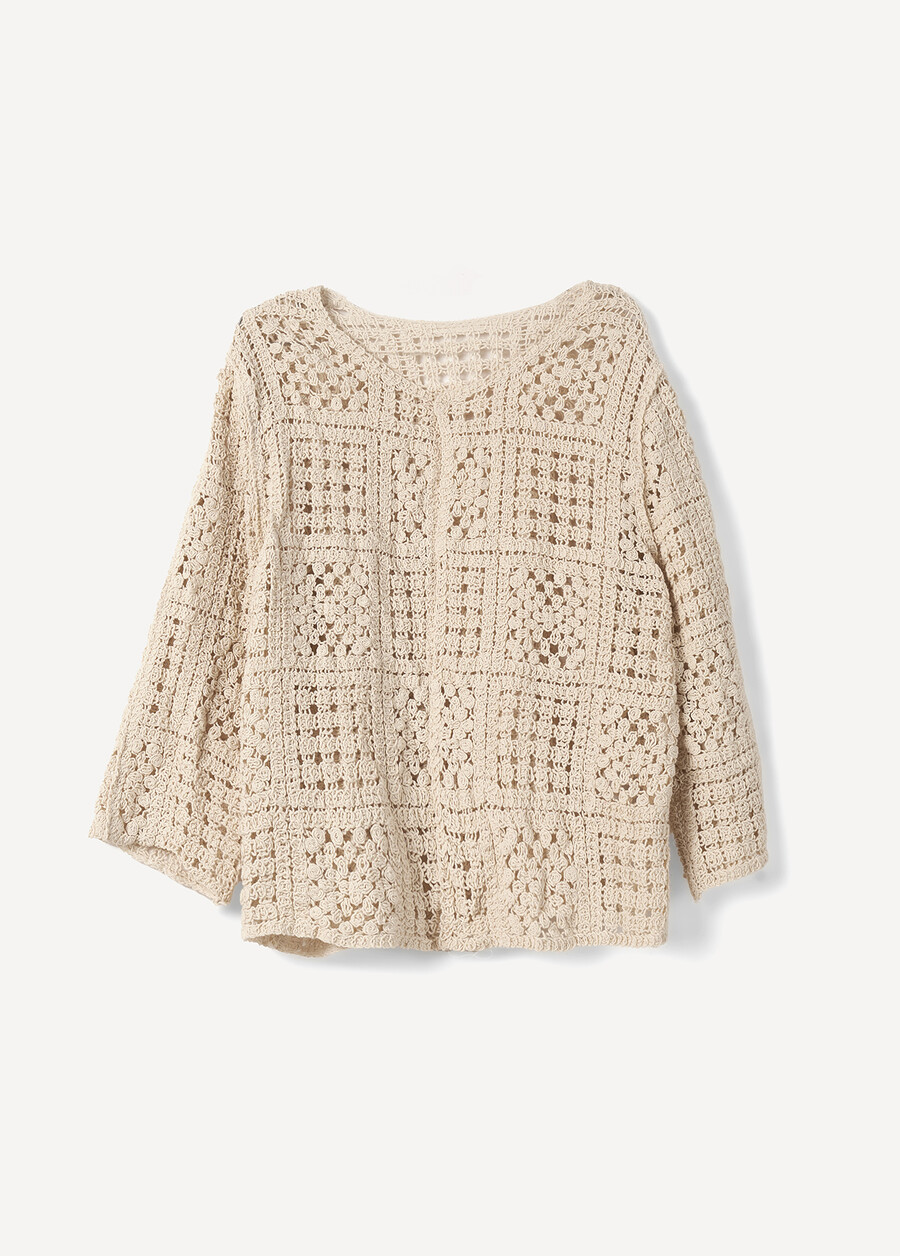 Cardigan Chandra crochet con maniche 3/4
 BEIGE Donna , immagine n. 4