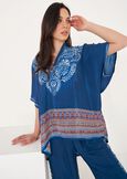 Border Printed Embroidered Kimono BLU OTTANIO Woman image number 1