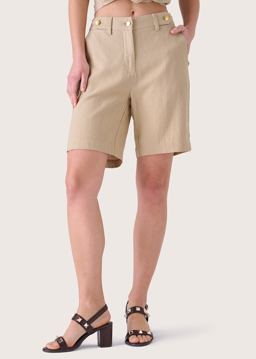 Babila linen and cotton blend Bermuda shorts BEIGE SAFARIBLU AVION Woman , image number 2