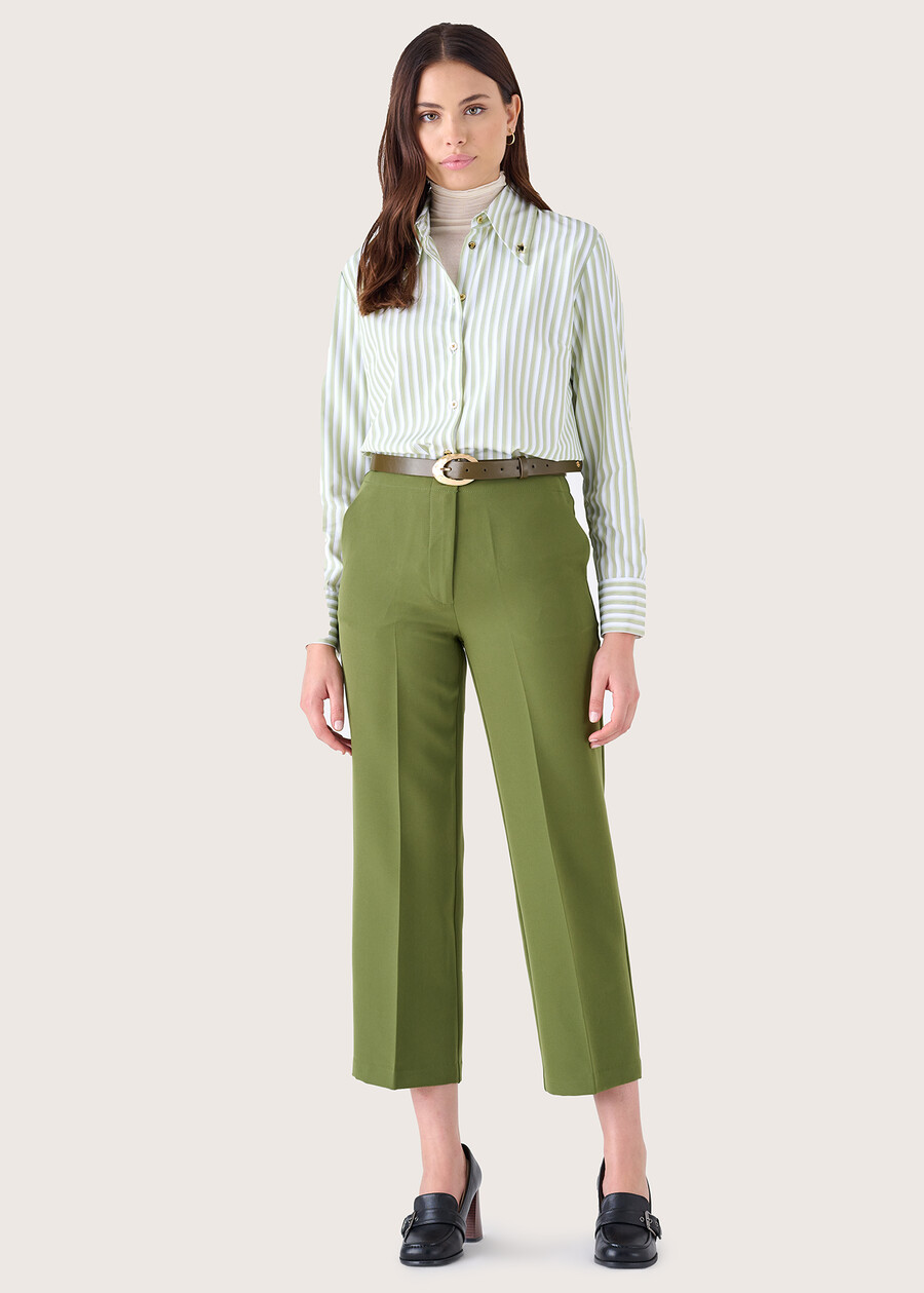 Sara technical fabric trousers VERDE AVOCADO Woman , image number 2