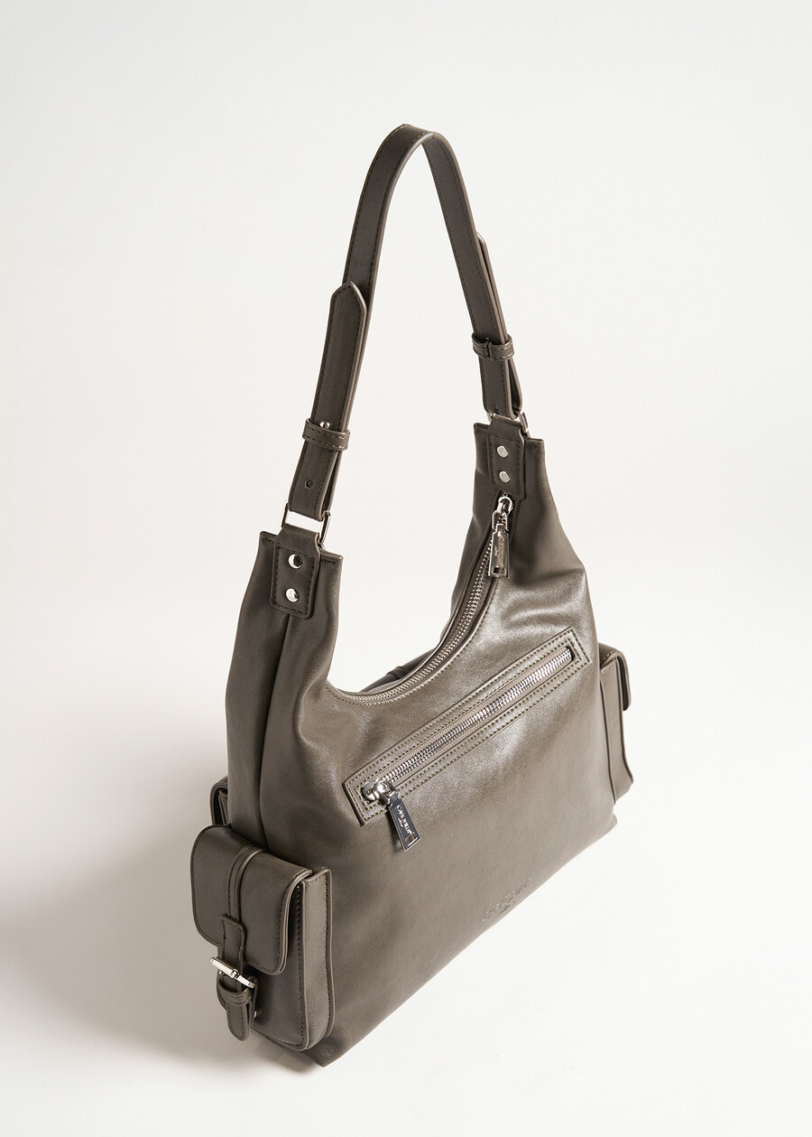 Bayan faux leather shoulder bag NERO BLACKGRIGIO CENERE Woman , image number 2