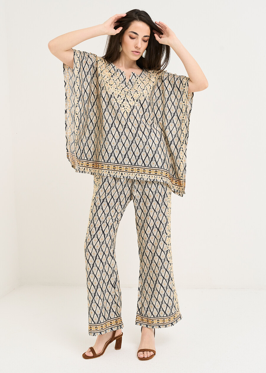 Brigida wide scarf-print shirt NERO BLACK Woman , image number 4