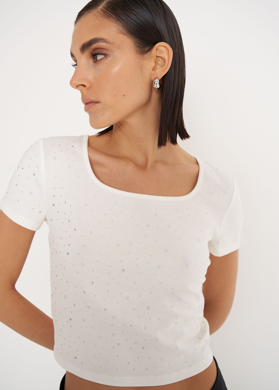 T-shirt Siena con strass BIANCO WHITE Donna , immagine n. 2