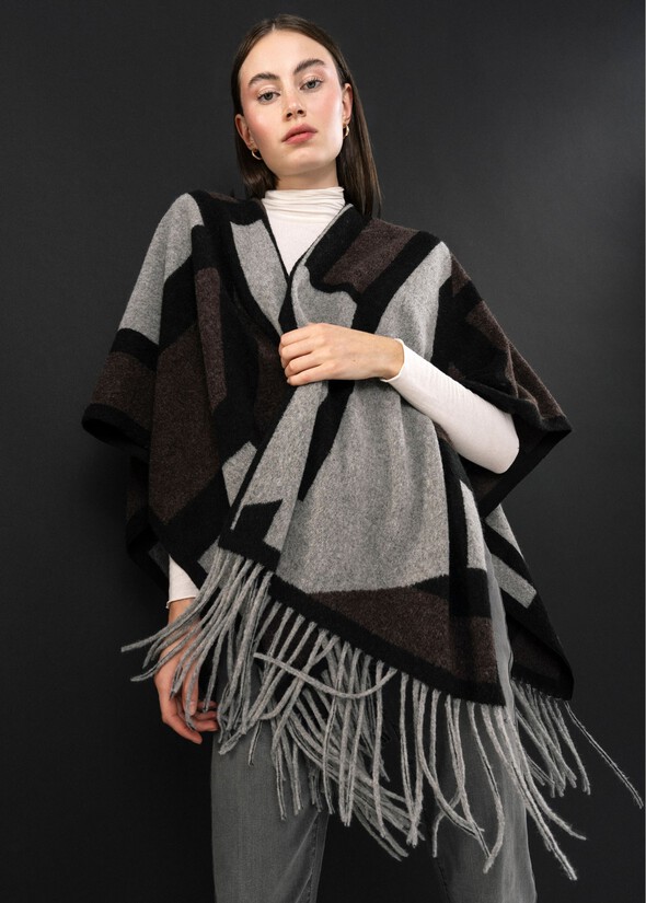 Molly geometric-patterned cape GRIGIO Woman null