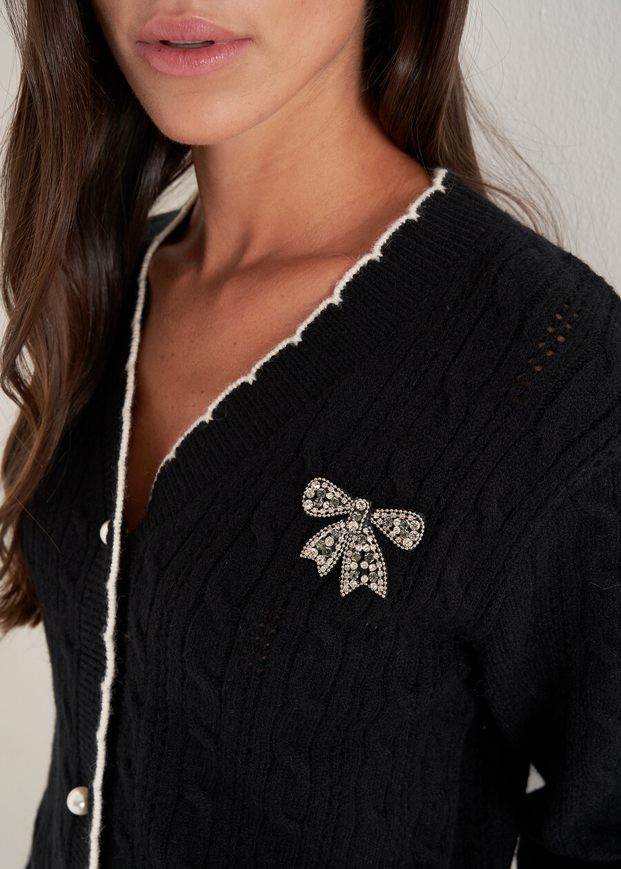 Cardigan Chantal con bottoni gioiello NERO BLACK Donna , immagine n. 2