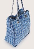 Bossa embroidered denim bag BLU AVION Woman image number 3