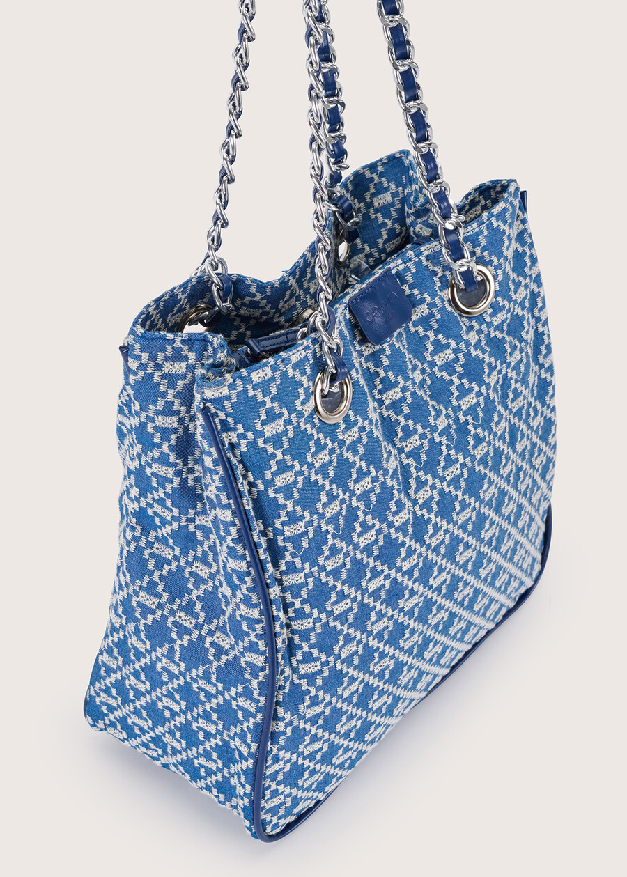 Bossa embroidered denim bag BLU AVION Woman , image number 3