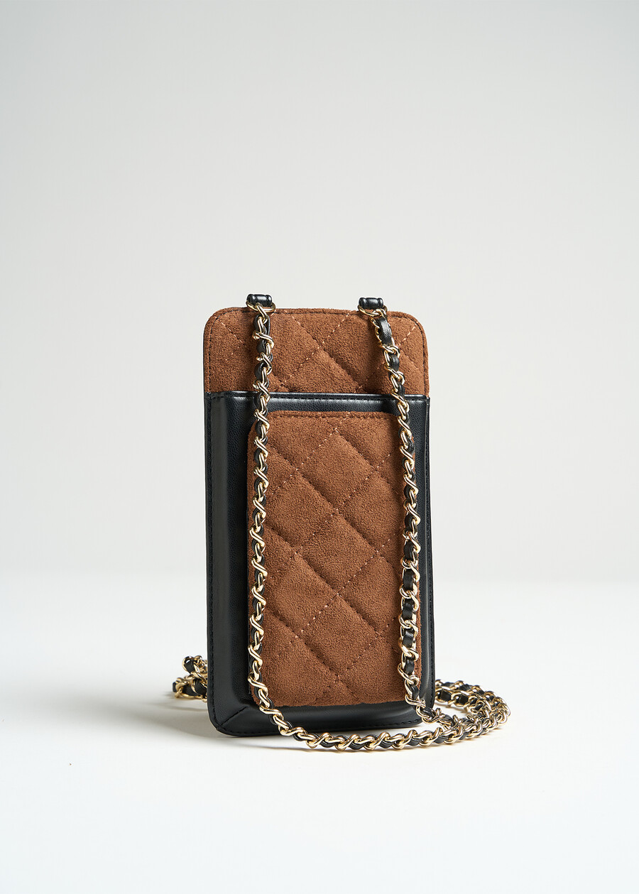 Cockie faux suede phone pouch MARRONE CARAMELLO Woman , image number 1