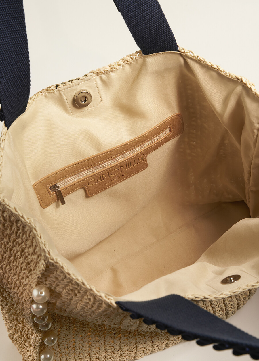 Borsa Brouche In Paglia Intrecciata BEIGE Donna , immagine n. 4