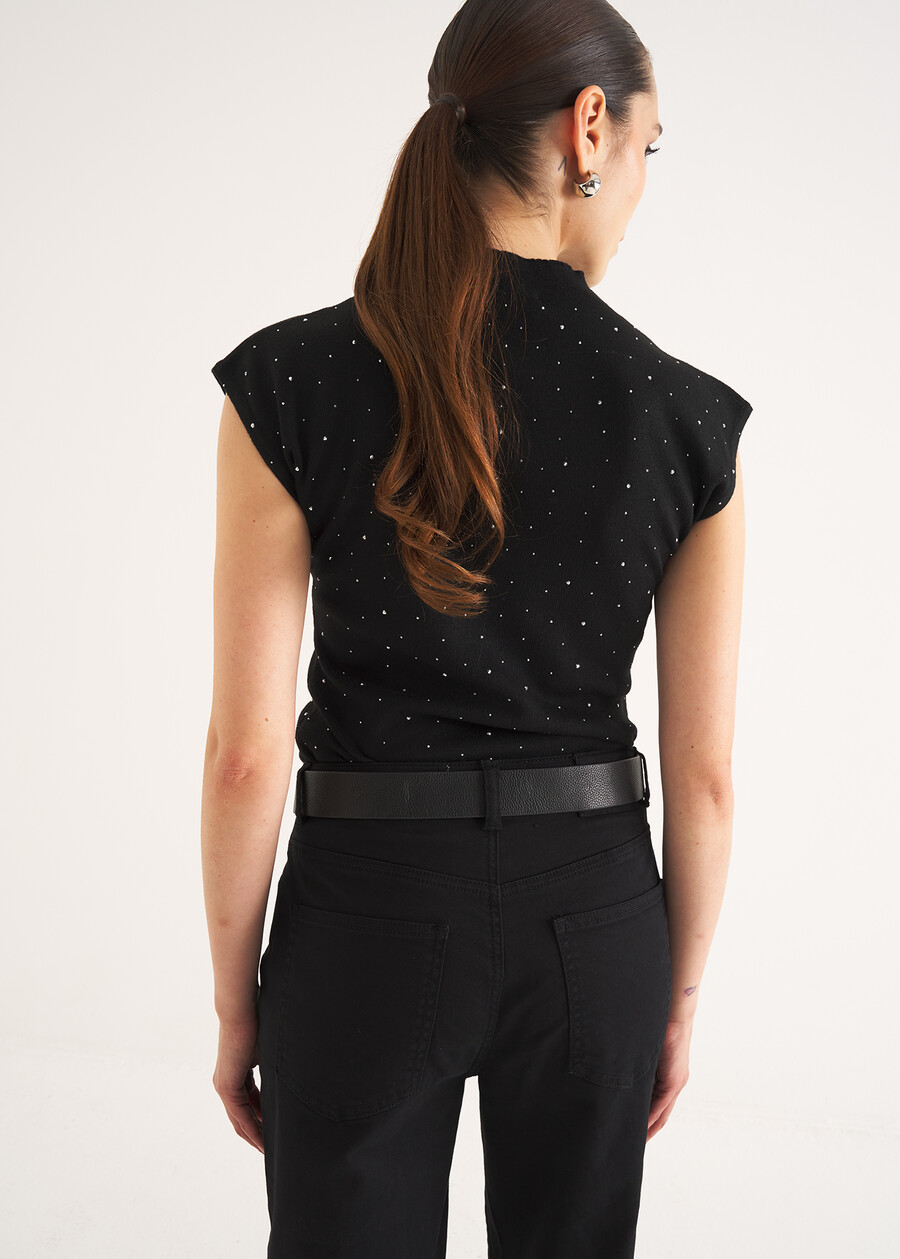 Martina sweater with rhinestones NERO BLACK Woman , image number 3