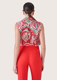 Camicia smanicata Clorinda in satin ROSSO ARAGOSTABLUE OLTREMARE  Donna immagine n. 3