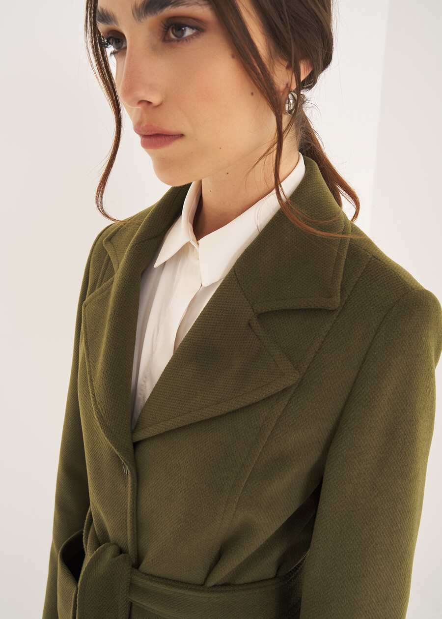 Clotilde belted wool-blend coat VERDE ALGA Woman , image number 2