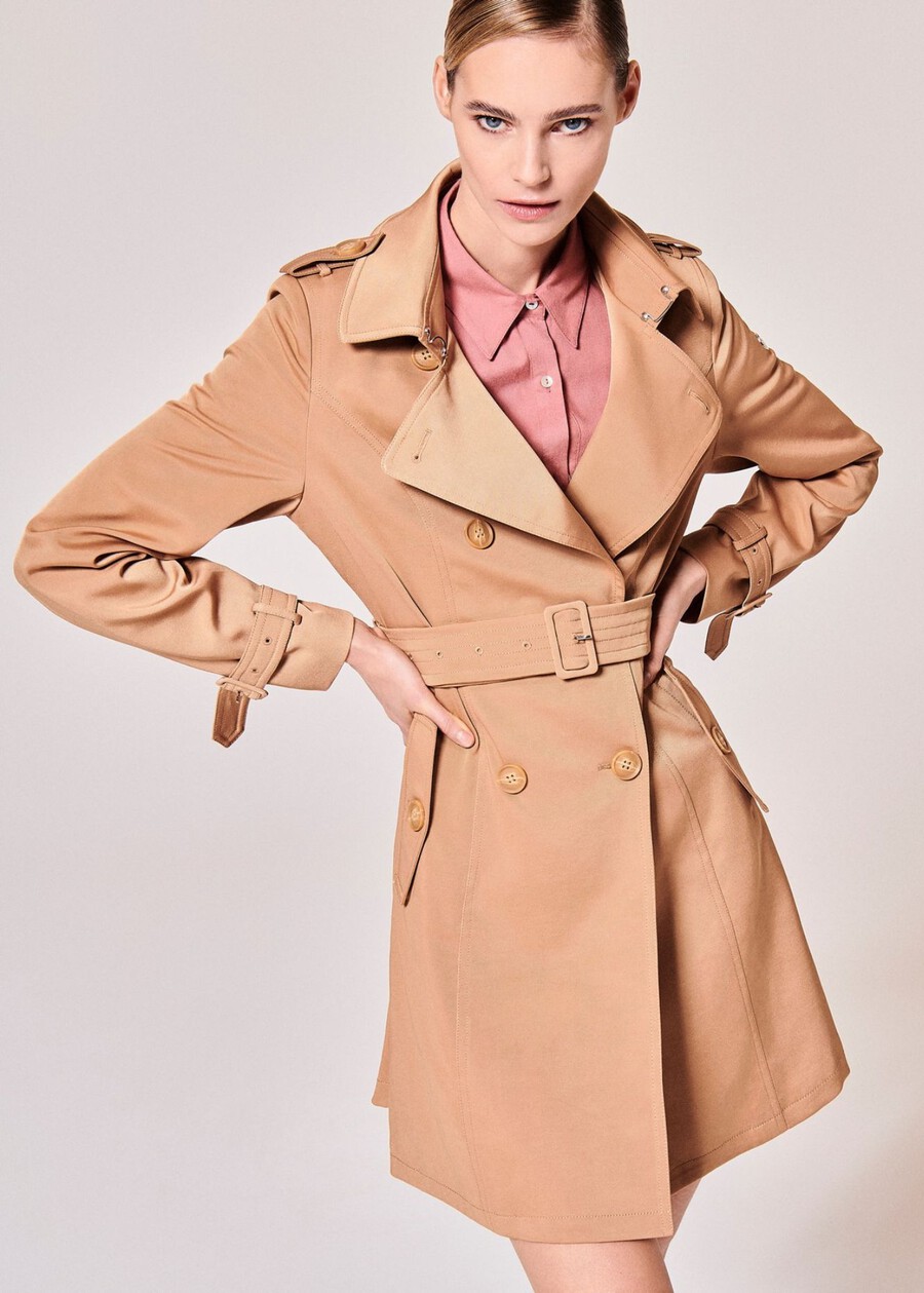 Teo double-breasted trench coat BEIGE DUNEBLU MEDIUM BLUE Woman , image number 1