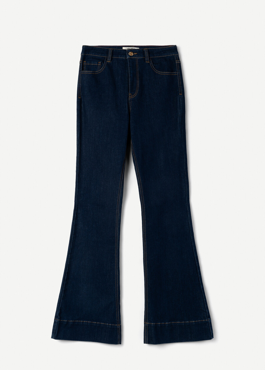 Drud flared trousers DENIM DARK DENIM Woman , image number 5