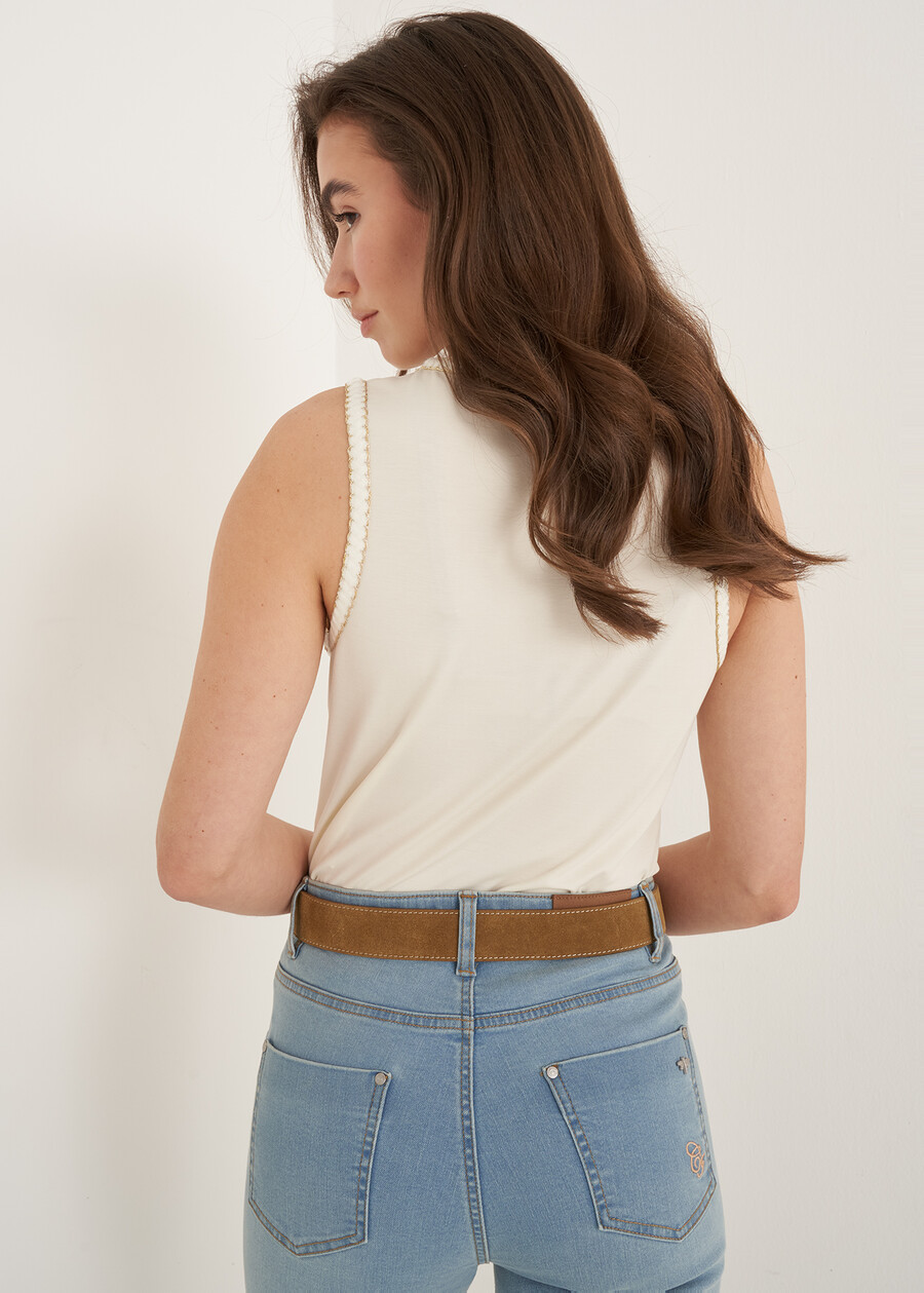 Tecla Sleeveless Top with Strass VERDE ALGABIANCO BURRO Woman , image number 3