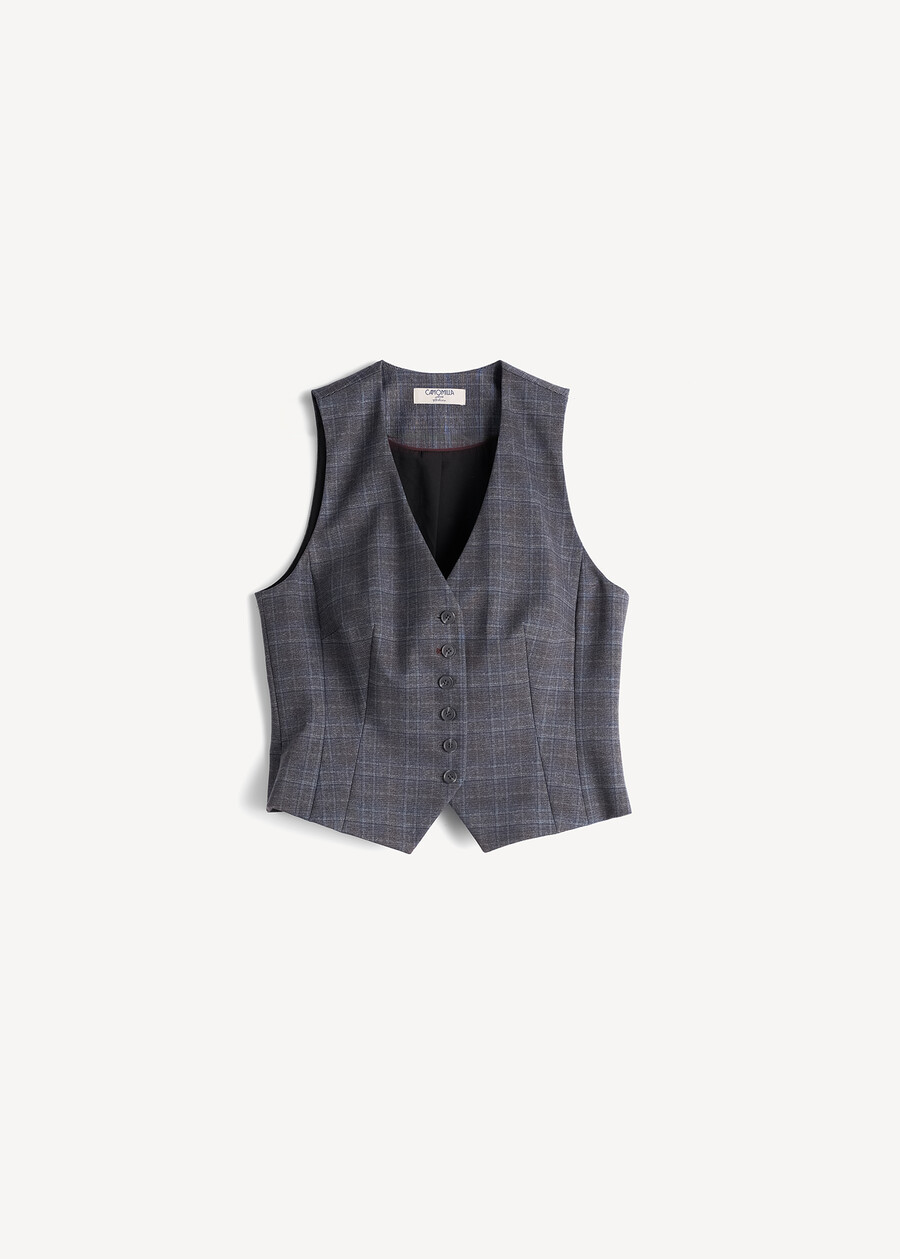 Archivio tailored check vest GRIGIO GREY Woman , image number 5