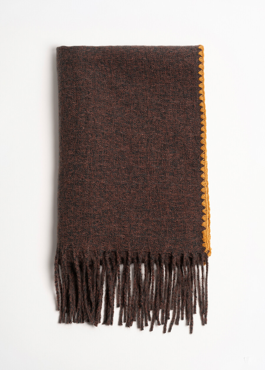 Sciarpa Shaggy con bordo a contrasto MARRONE CAFFEBEIGE MOUSSE Donna , immagine n. 2