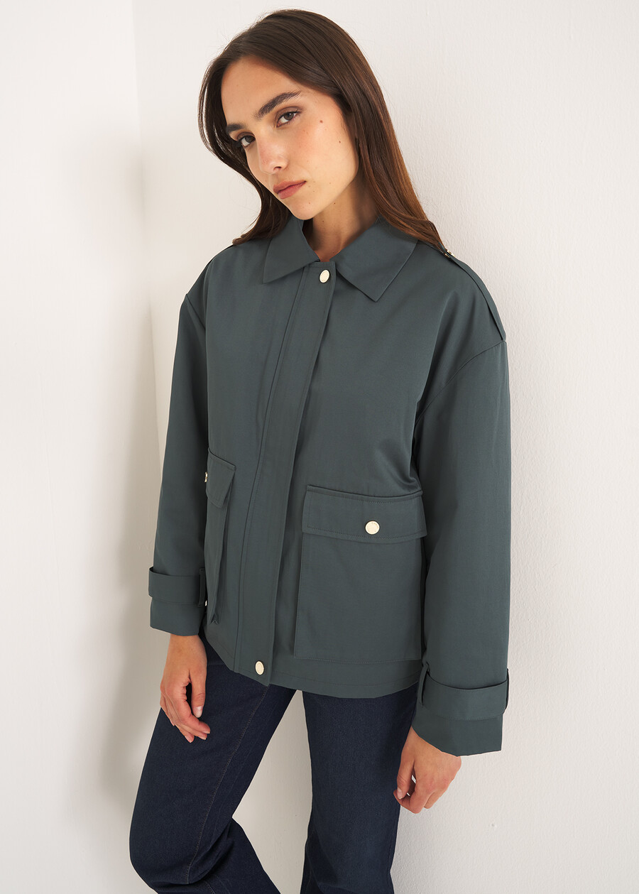 Gary jacket with hidden zip MARRONE TERRABLU GRAFITE Woman , image number 1