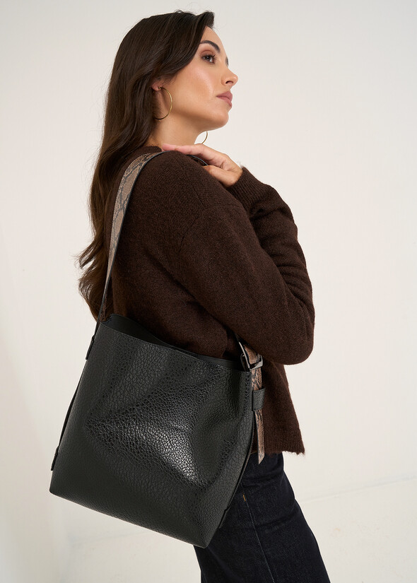 Borsa a secchiello Baja stampa cervo NERO Donna null