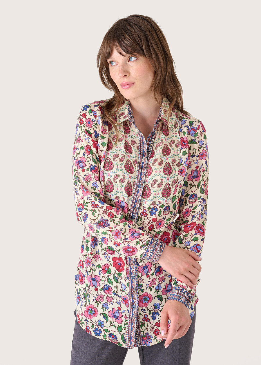 Cristal three-pattern shirt BEIGE LANA Woman , image number 1