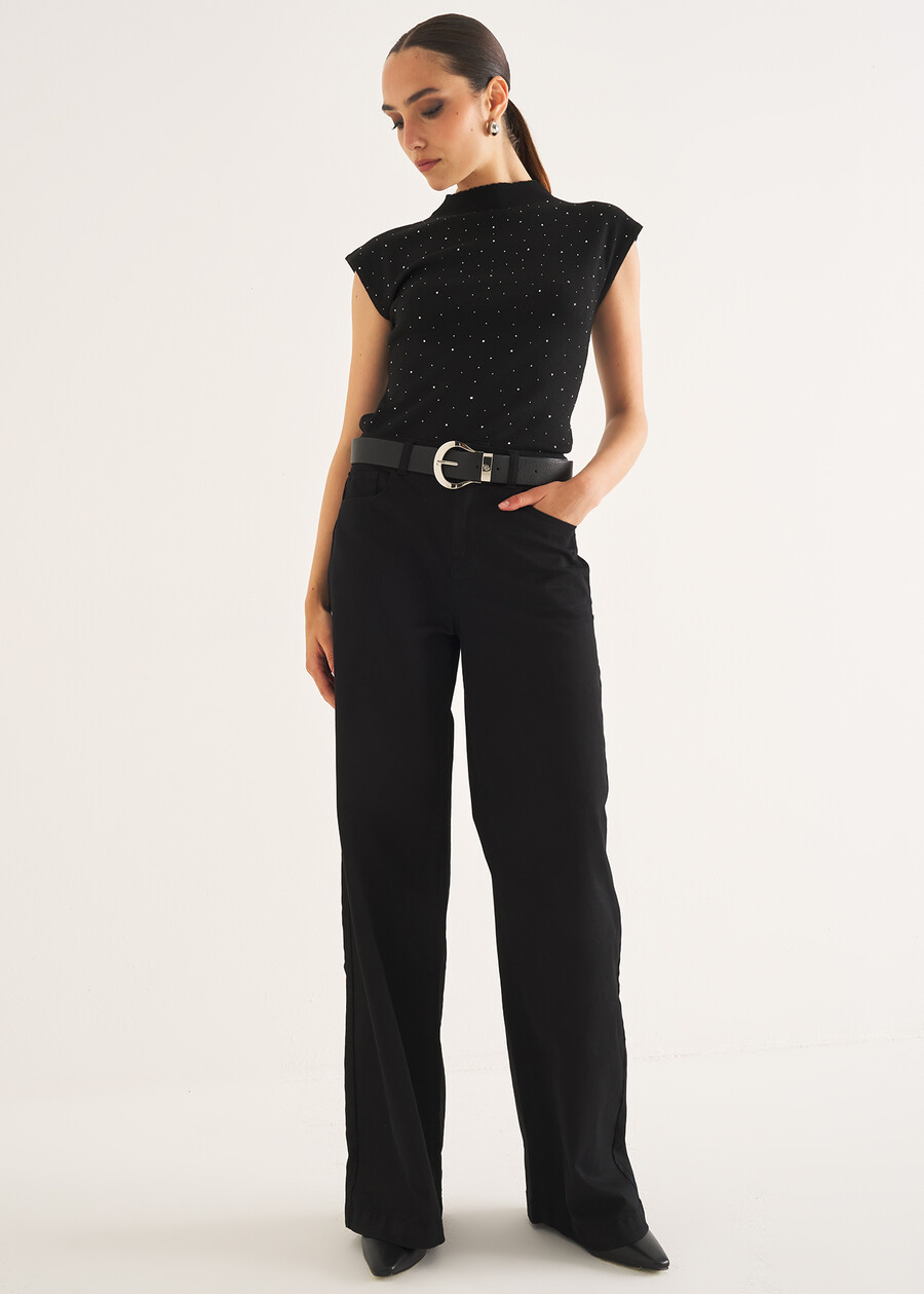 Martina sweater with rhinestones NERO BLACK Woman , image number 4