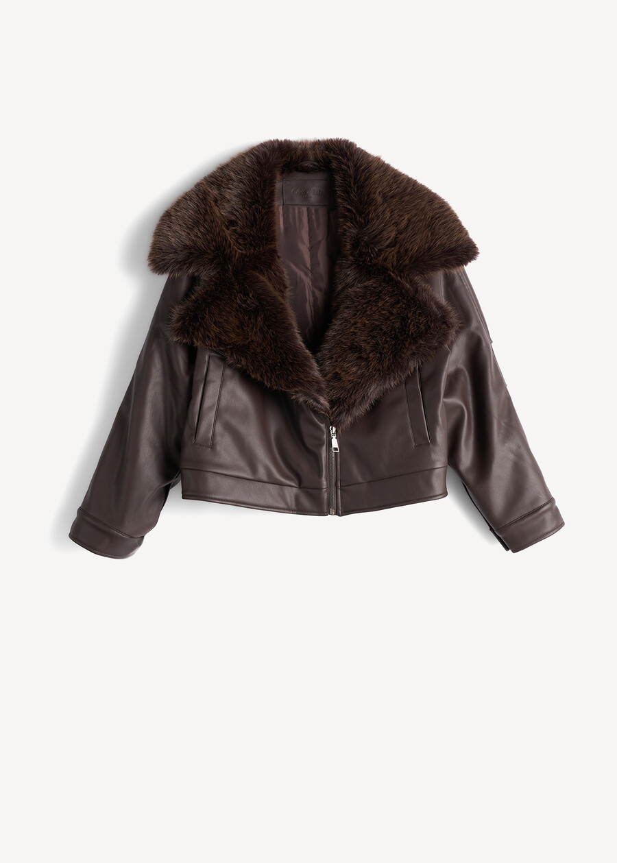 Giacca biker Gilbert in ecopelle MARRONE Donna , immagine n. 7