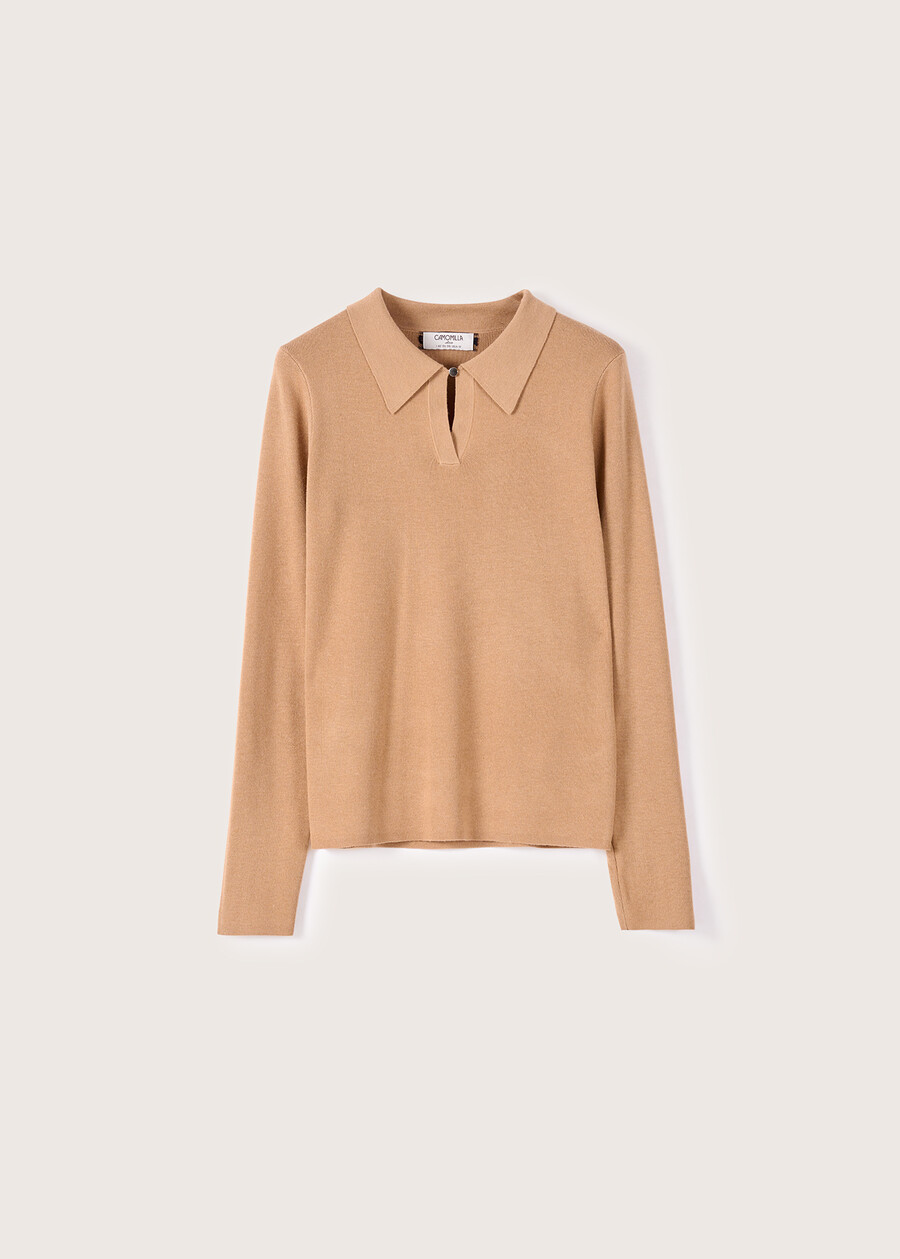 Maglia Maori con scollo a goccia BEIGE CAMMELLO Donna , immagine n. 4