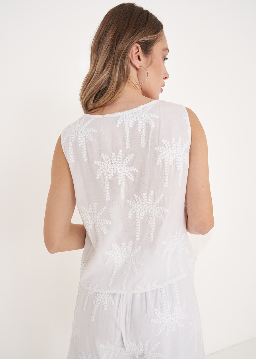 Tosca 100% Viscose Embroidered Top

 BIANCO WHITEROSSO BORDEAUX Woman , image number 2