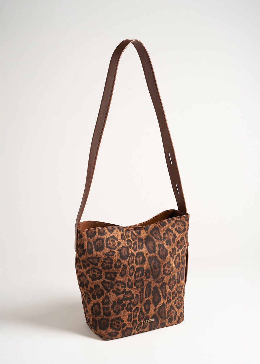Brooke animalier faux suede bucket bag MARRONE CARAMELLO Woman , image number 1