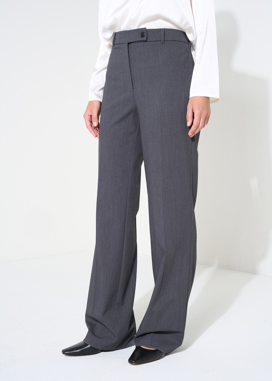 Pantaloni Giorgia ampi in lana GRIGIO GREY Donna , immagine n. 3