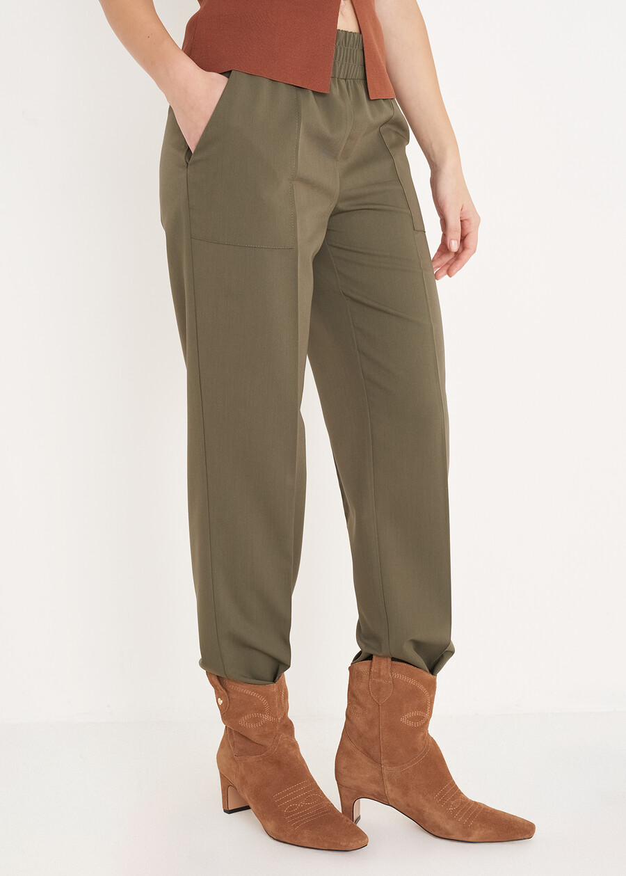 Pantalone Lara in poliviscosa BLU NAVYVERDE ALGA Donna , immagine n. 2