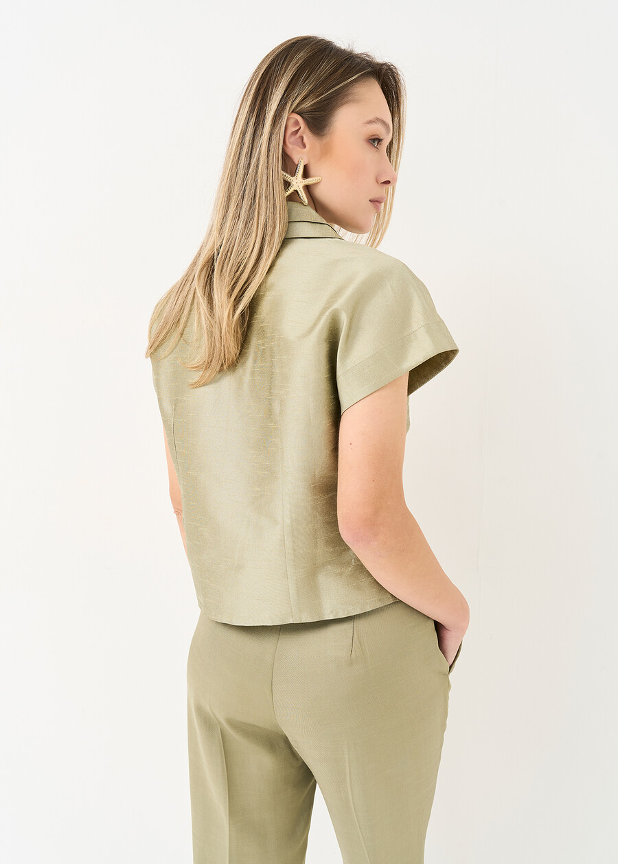 Clayda-A double-breasted shirt VERDE Woman , image number 3