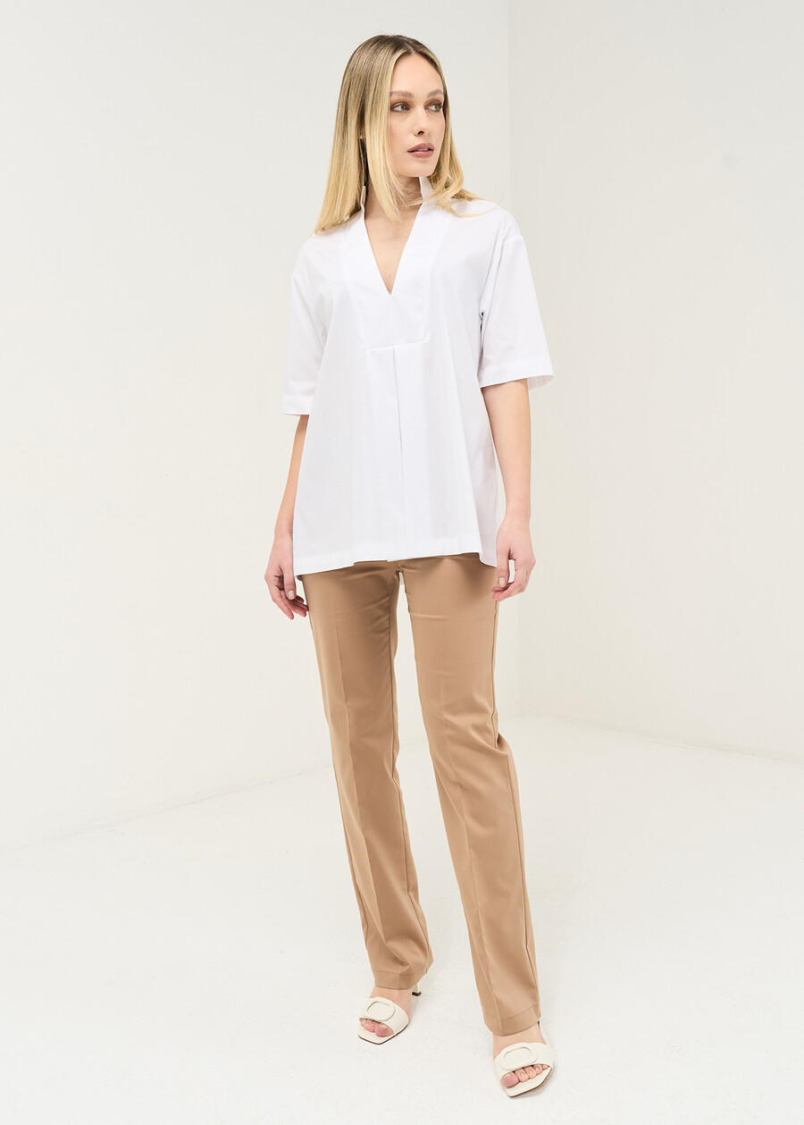 Blusa Claid in cotone con piegone BIANCO WHITE Donna , immagine n. 4