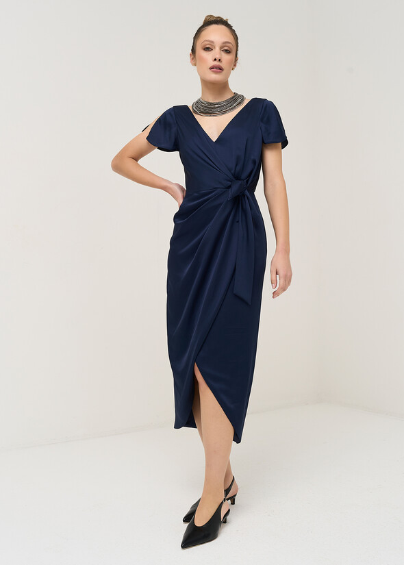 Abito midi Argo con drappeggio BLU Donna null