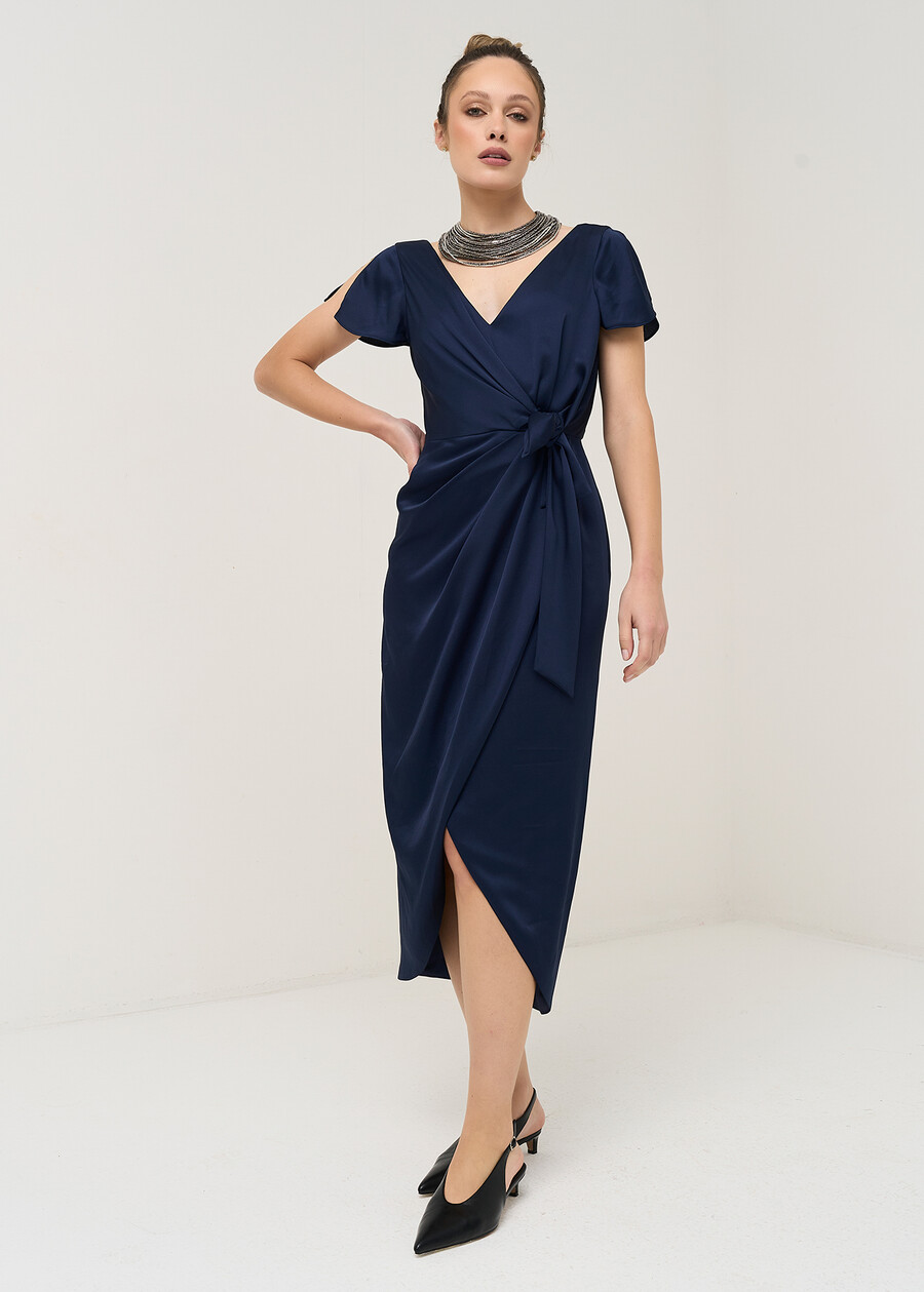 Abito midi Argo con drappeggio BLU Donna , immagine n. 1