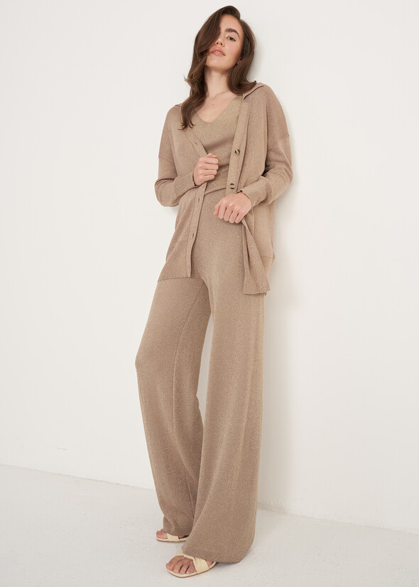 Pantaloni Pony In Maglia Lurex BEIGE SABBIA Donna null